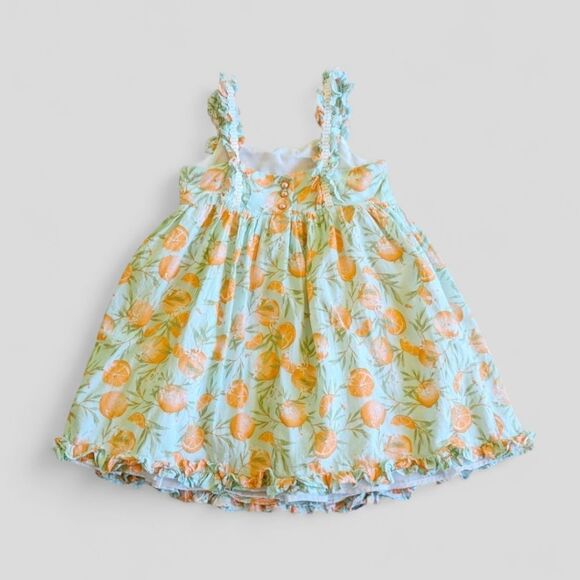 Joie Kids Citrus Oranges Floral Ruffle Sleeveless Lined Cotton Dress‎ Girls Sz 5 - Picture 2 of 11